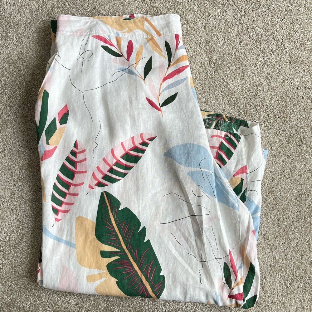 Cynthia Rowley Plus 3X Linen Wide Leg Pull On Pants Tropical Resortwear Cruise